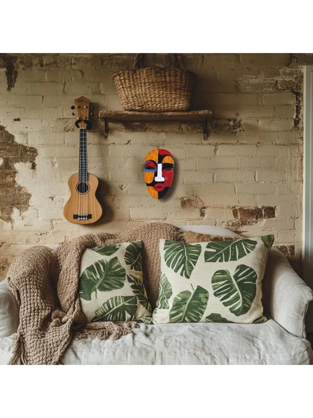 Abstract African Tribal Mask Wall Art Sculpture for Home Decor - Living Room